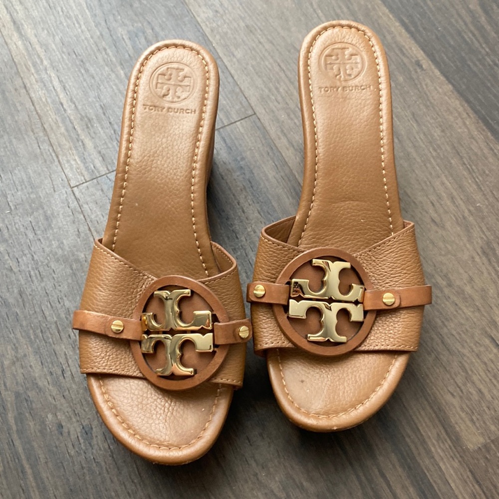 Tory Burch wood wedge sandal.